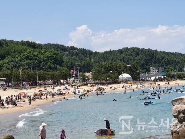 죽도정 입구 죽도해수욕장에는 서핑을 즐기는 서퍼들이 자주 찾는 곳이다. ‘양양’은 우리나라 서핑의 천국으로 알려져 있는데, 죽도해수욕장에도 많은 서퍼들이 서핑을 즐기고 있었다.