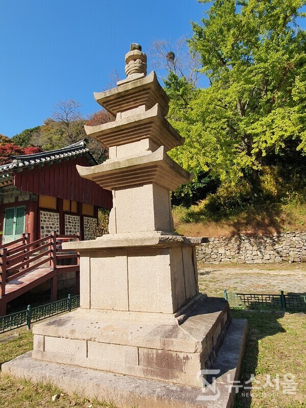 대흥사 응진전 앞 삼층석탑. 대흥사 응진전 앞에는 전형적인 신라석탑 양식에 따라 매우 단정하고 세밀하게 조성된 삼층석탑이 있다. 이 삼층석탑은 북미륵암 삼층석탑과 함께 보물로 지정되어 있다.