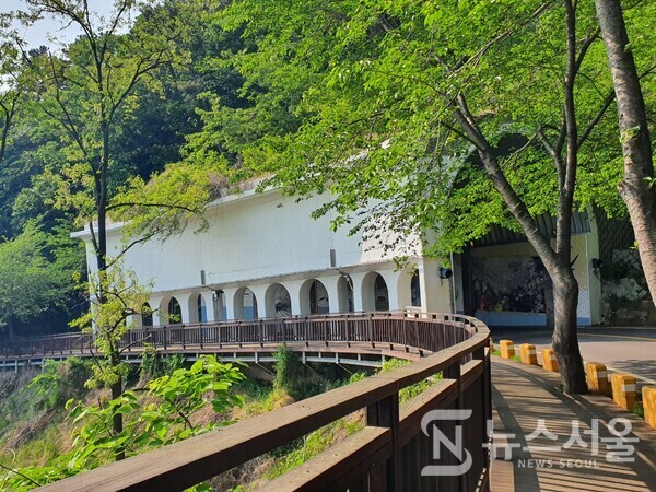 안민도로 안민데크로드. 안민도로는 창원시 성산구와 진해구를 잇는 길로 봄철에는 벚꽃길이 아름답기로 전국에서도 손꼽히는 곳이다. 안민도로 길 어깨에 나무로 데크로드를 조성해 놓았으며 안민도로 중간에 터널을 인공적으로 만들어 터널벽면에 벽화를 그려놓아 많은 관광객들이 자주 찾고 있다.