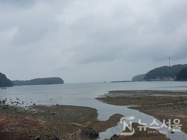 구산면 마전리 갯벌. 창원시 마산합포구 구산면 마전리 구서분교 앞은 바로 바닷가 갯벌이다. 이 갯벌 남쪽 석곡리에는 해양드라마세트장이 건립되어 있다. 마전리 갯벌에는 예전에는 염전이 있었다고 한다.