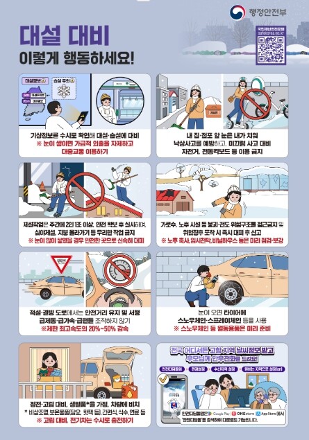 행정안전부, 수도권, 강원 대설 특보...